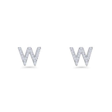 Initial W Stud Earring